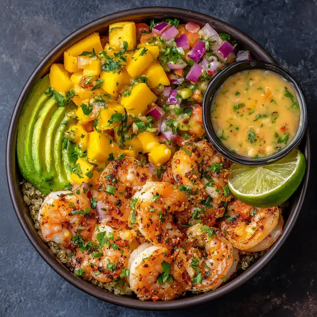 Shrimp and Avocado Bowls with Mango Salsa & Lime-Chili Sauce