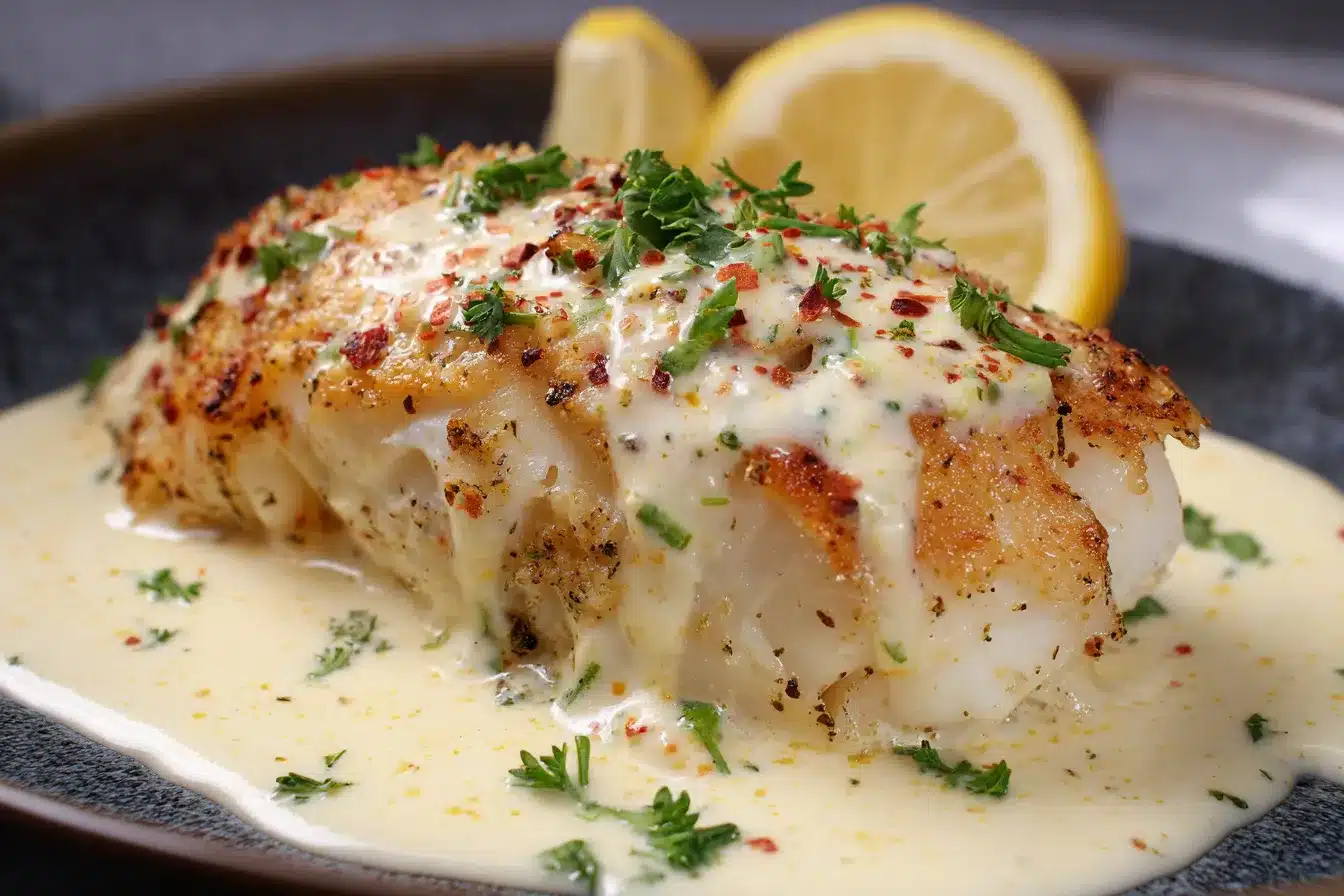 Delicious Baked Cod in Luscious Coconut Lemon Cream Sauce