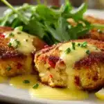 Cheddar Bay Crab Cakes with Lemon Butter Drizzle