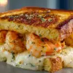 Cheesy Garlic Bread Shrimp Grilled Cheese