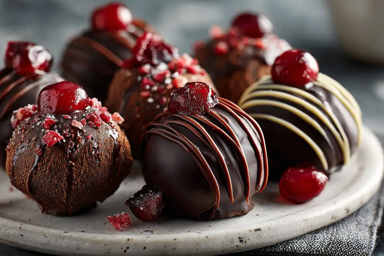 Chocolate Cherry Cheesecake Truffles upscaled 689031aabb281