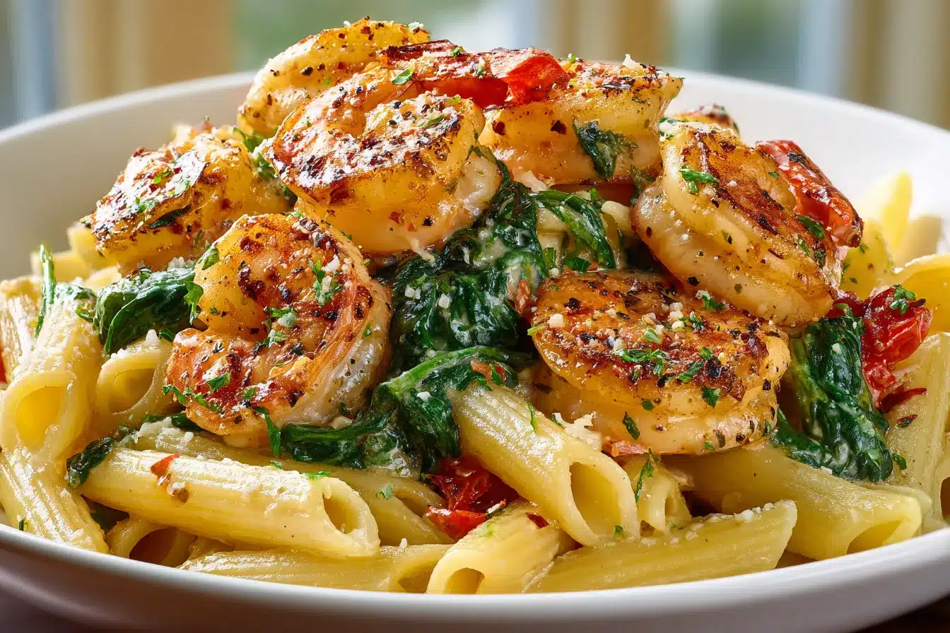 Irresistible Creamy Cajun Shrimp Spinach Penne Recipe