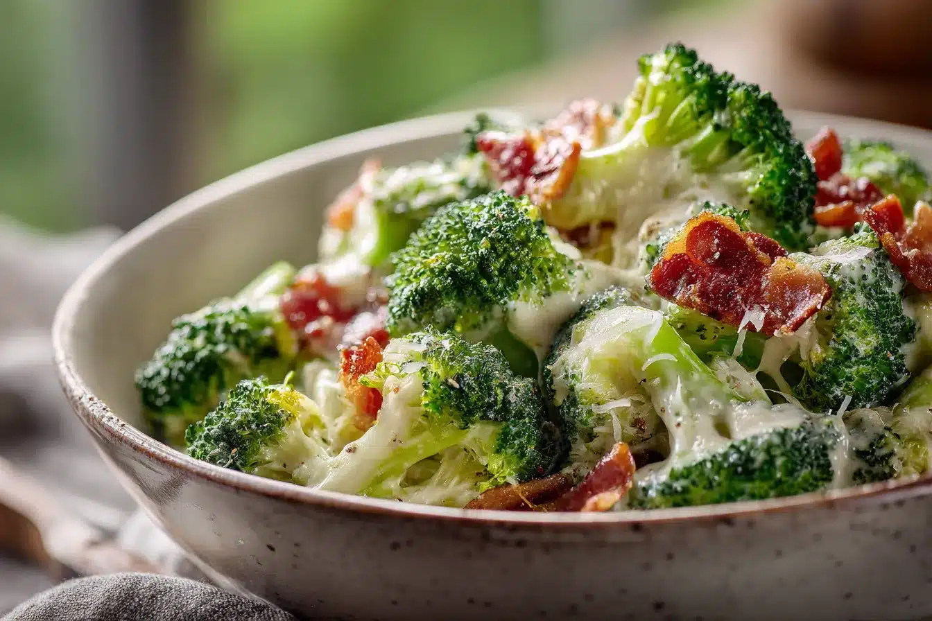 Irresistible Creamy Garlic Parm Broccoli with Bacon Delight