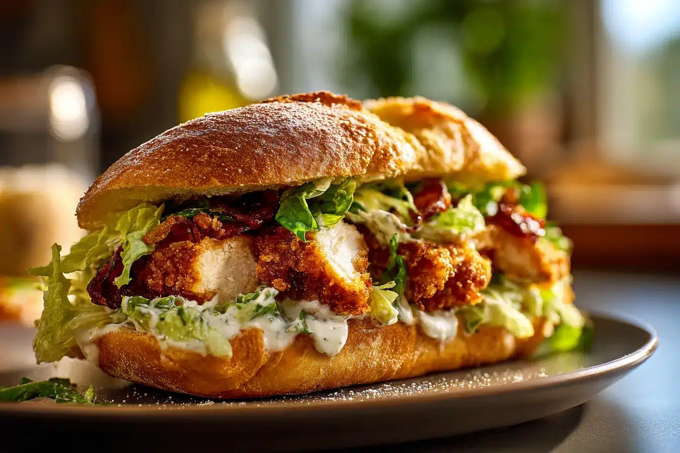 Crispy Chicken Caesar Sandwich Irresistible Flavorful Bite