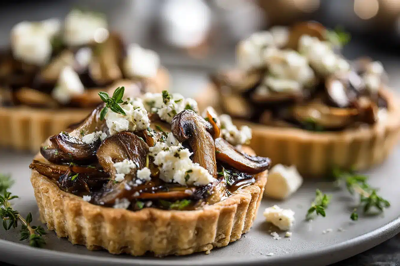 Savory Mushroom Shallot Tarts with Herbed Goat Cheese Delight