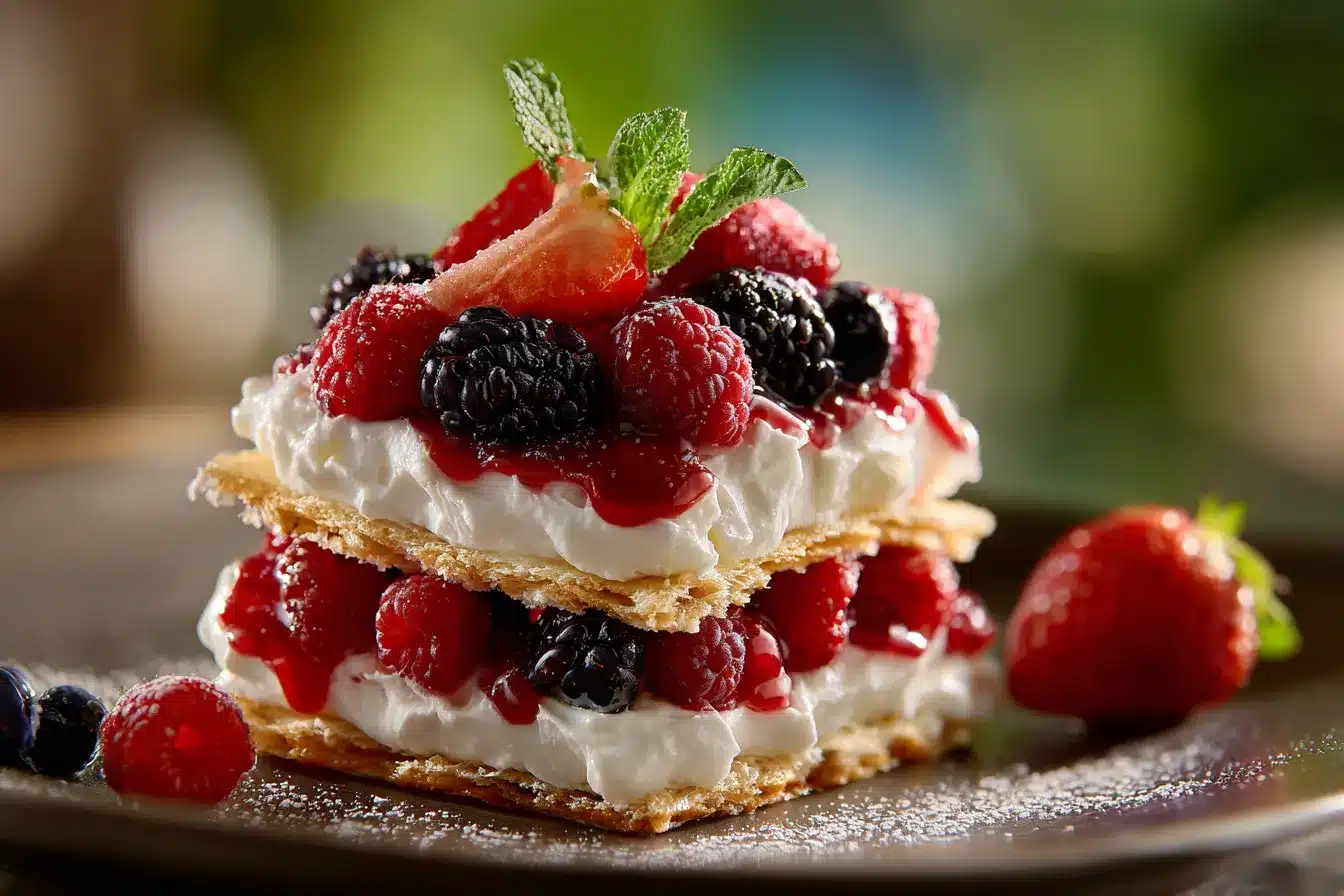 Irresistible No Bake Berry Cheesecake Lasagna Delight
