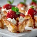 Strawberry Cheesecake Wonton Bites