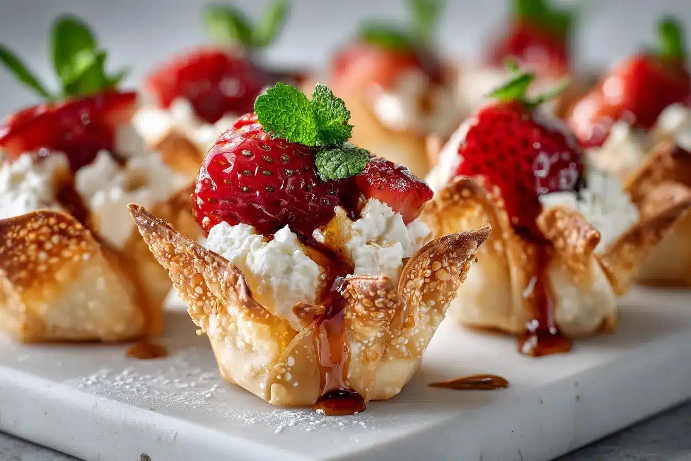 Irresistible Strawberry Cheesecake Wonton Bites Recipe